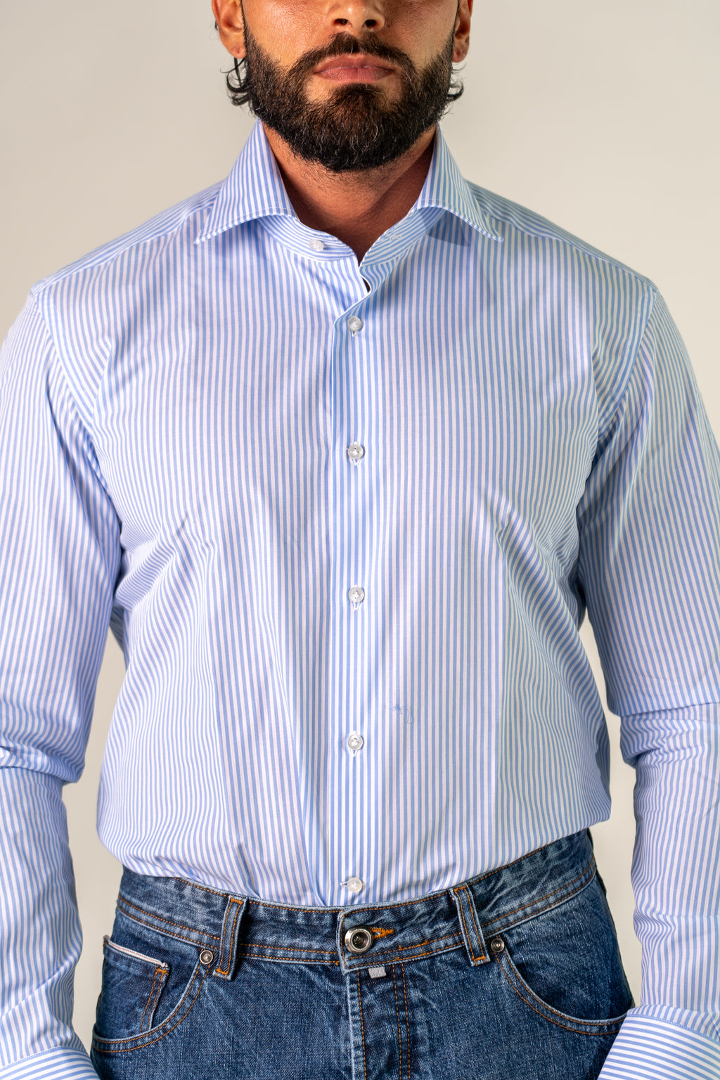 Camicia bianca azzurra Rexo