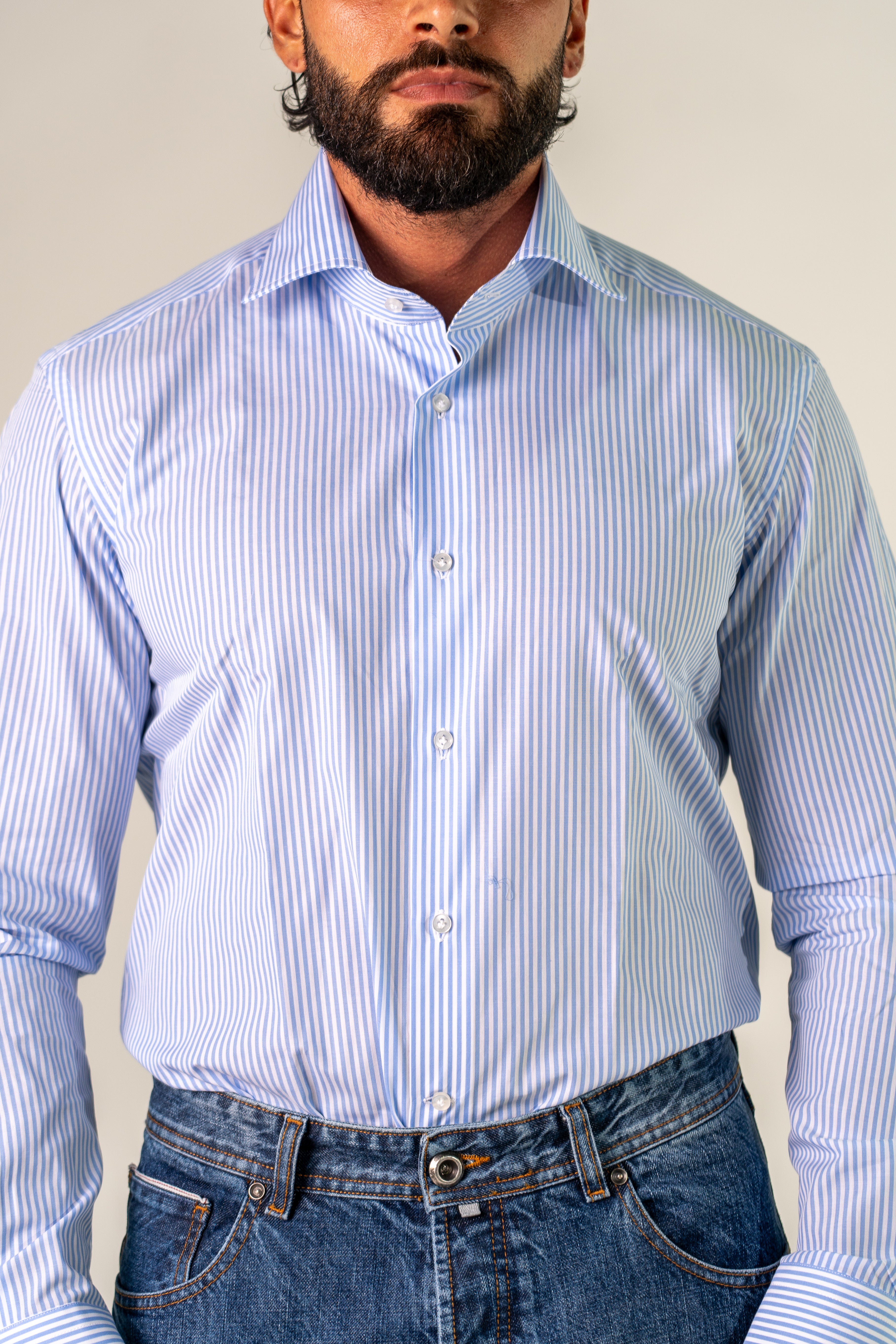 Camicia bianca azzurra Rexo
