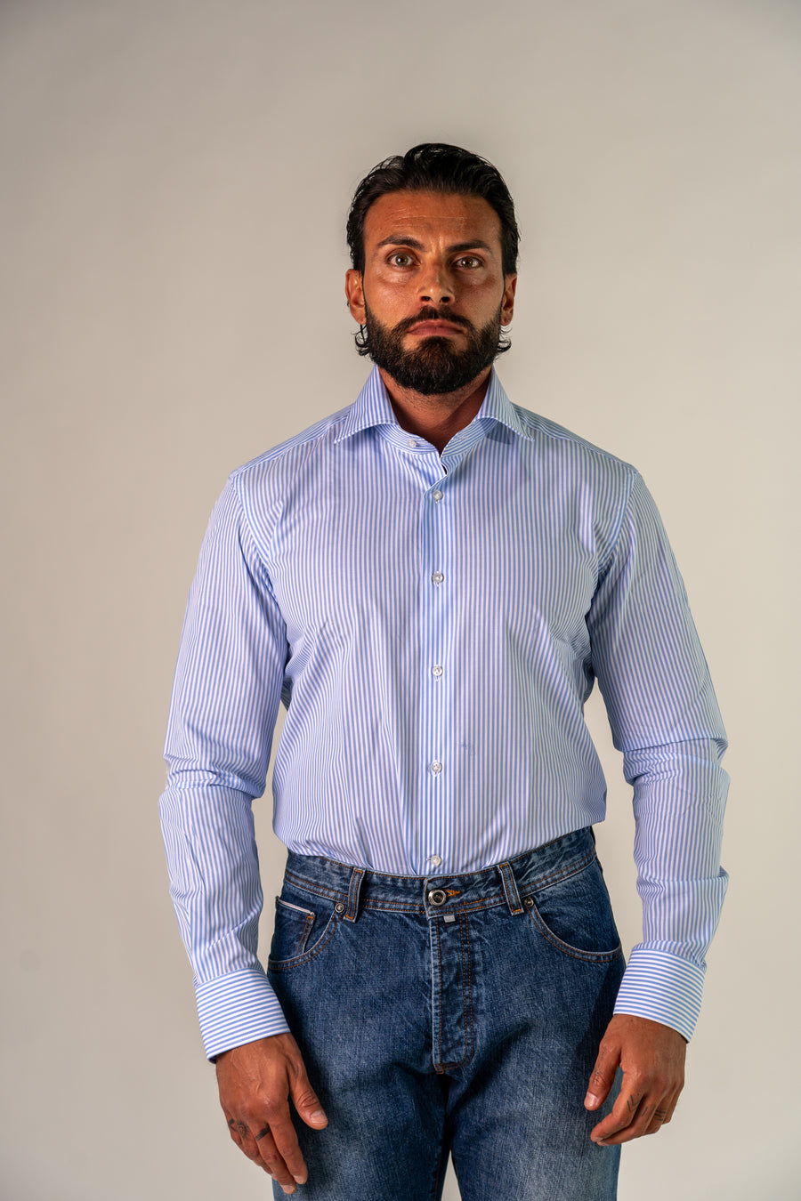 Camicia bianca azzurra Rexo