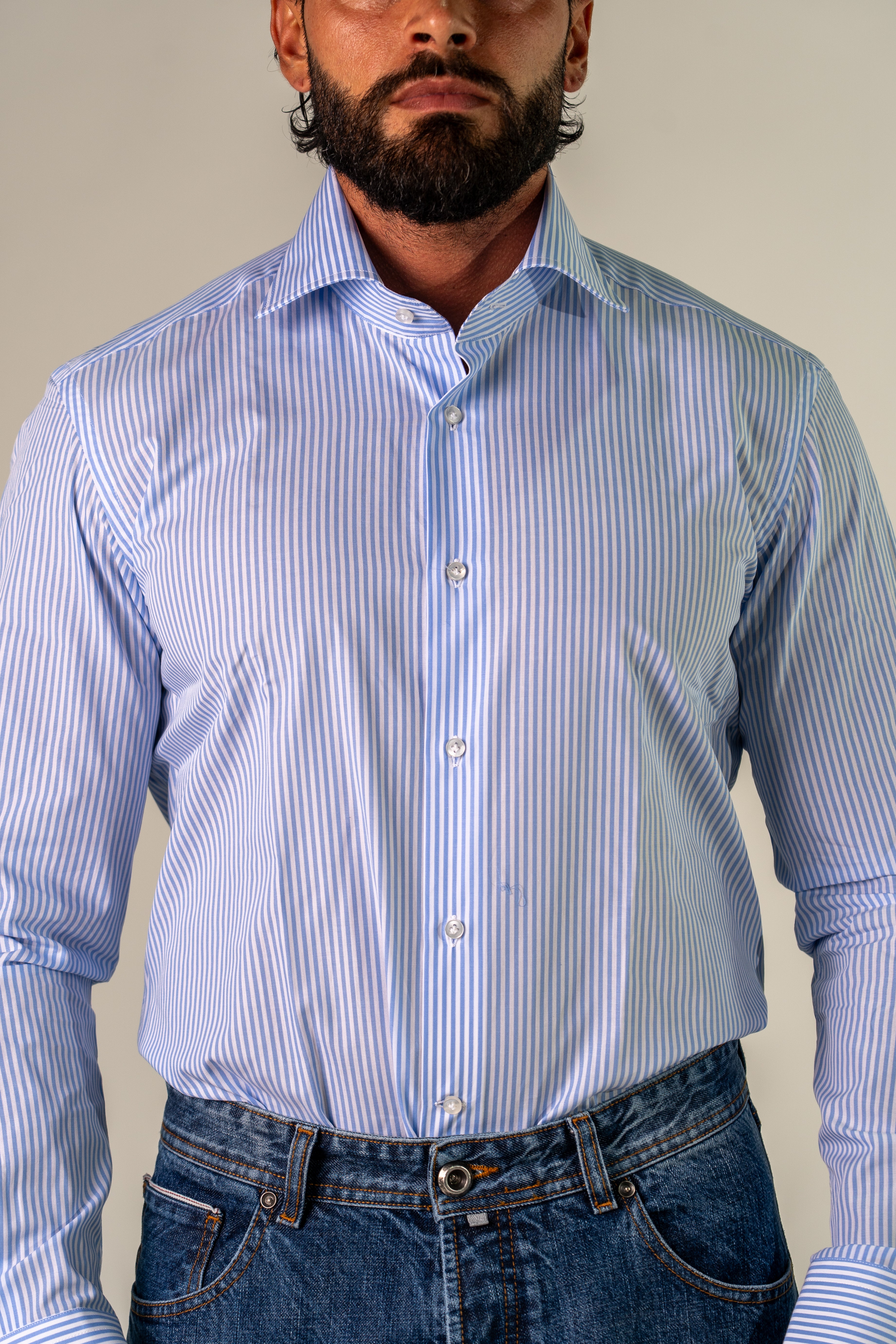 Camicia bianca azzurra Rexo