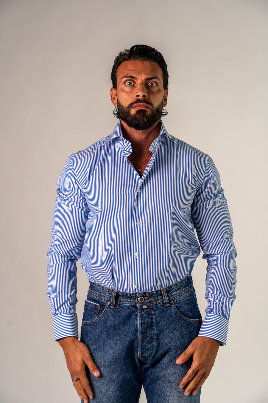 Camicia bianca azzurra Zion