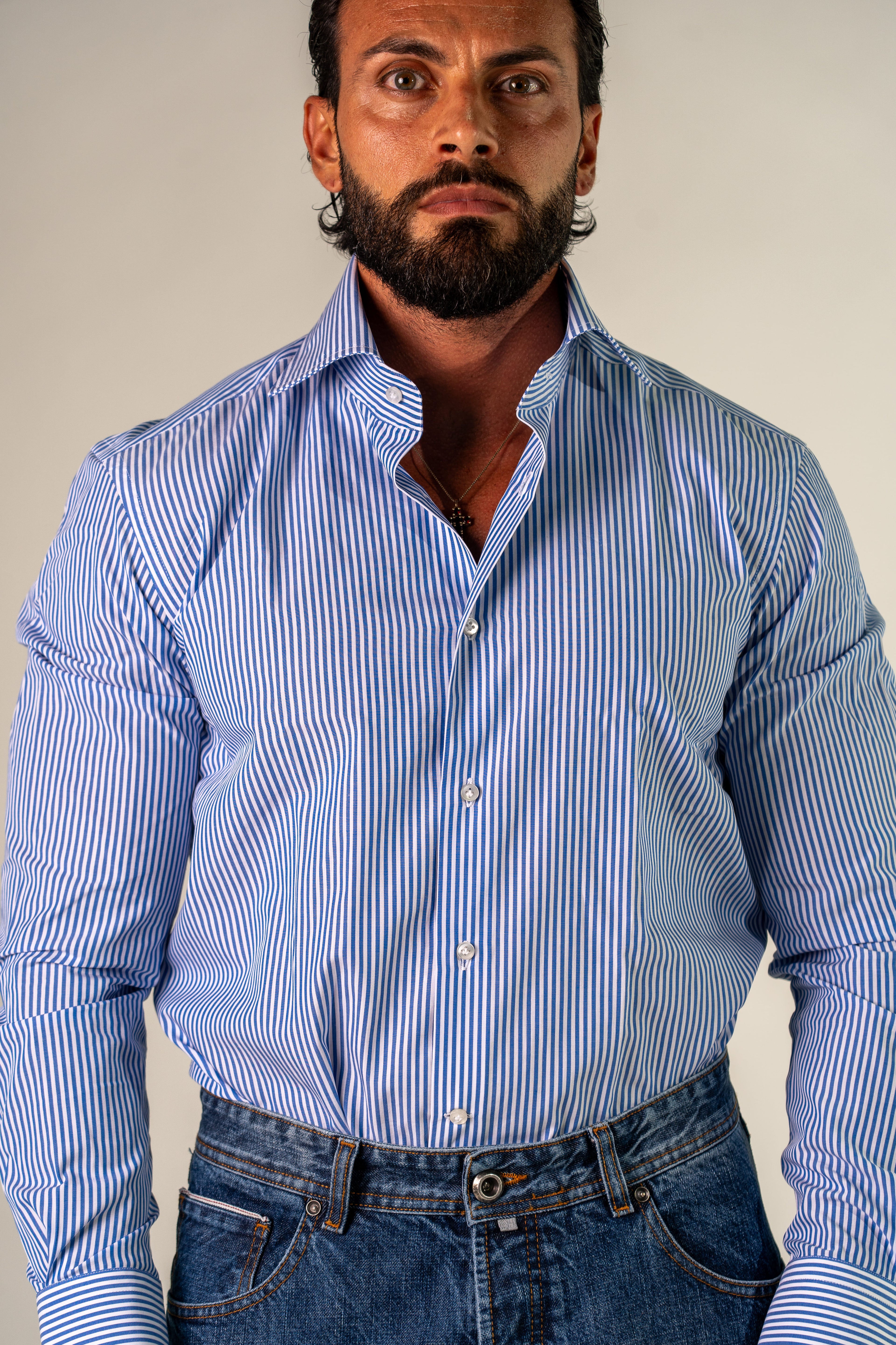 Camicia bianca azzurra Zion