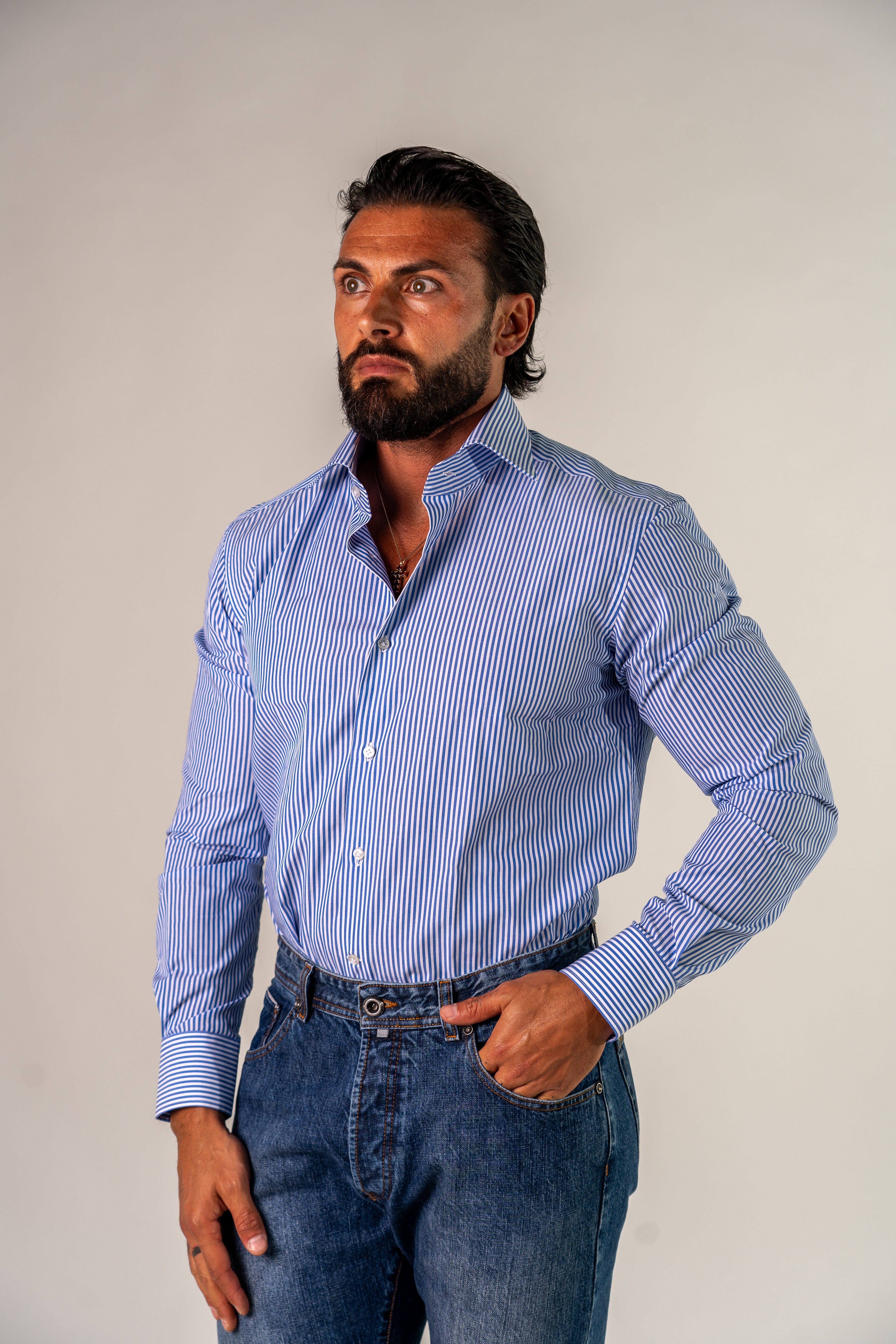 Camicia bianca azzurra Zion