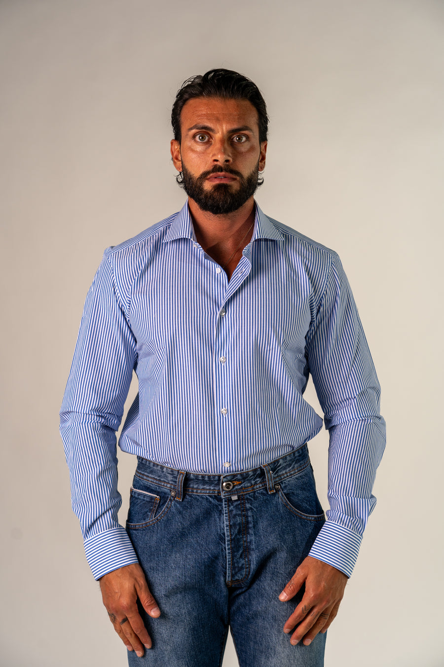 Camicia bianca blu Rexo