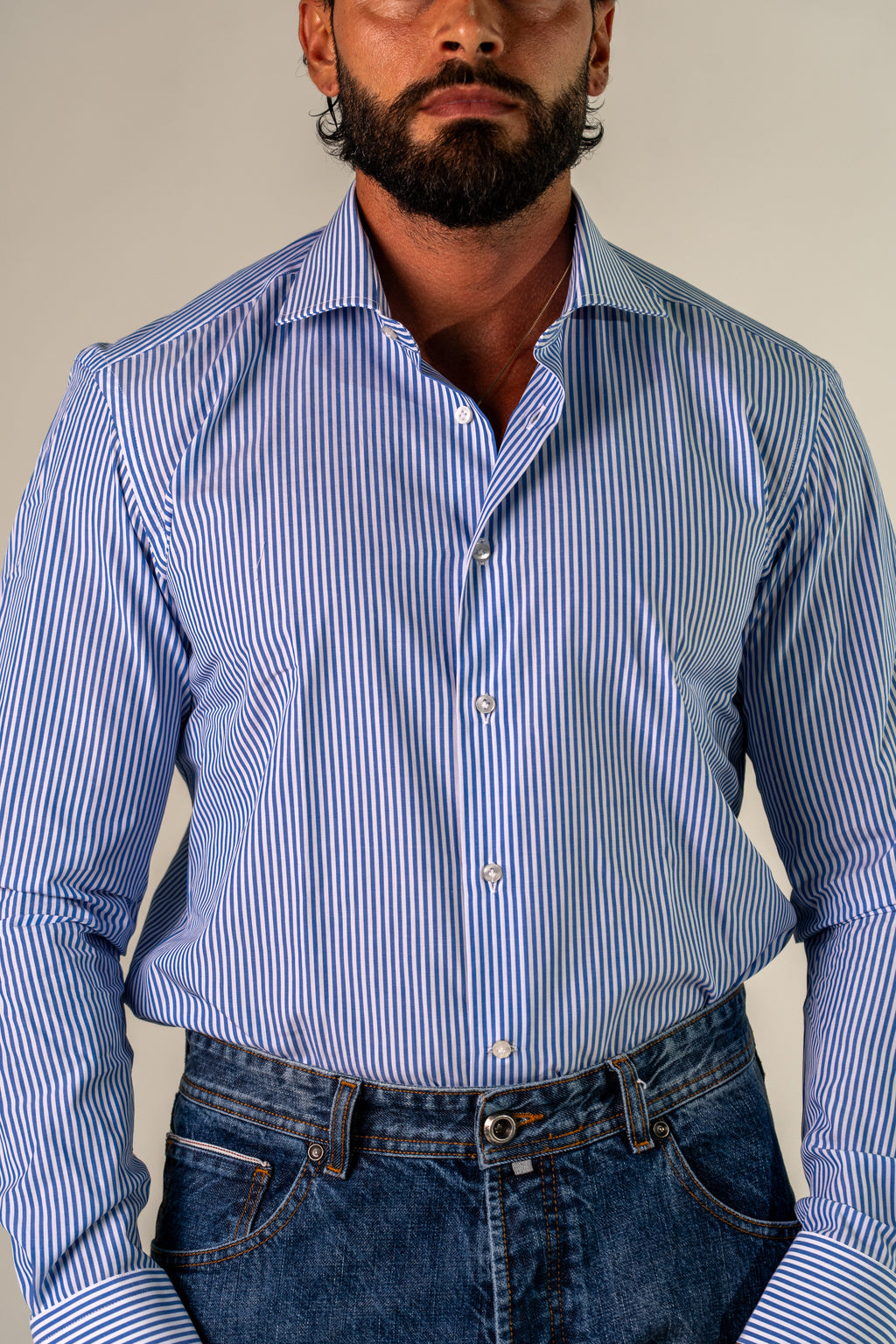 Camicia bianca blu Rexo