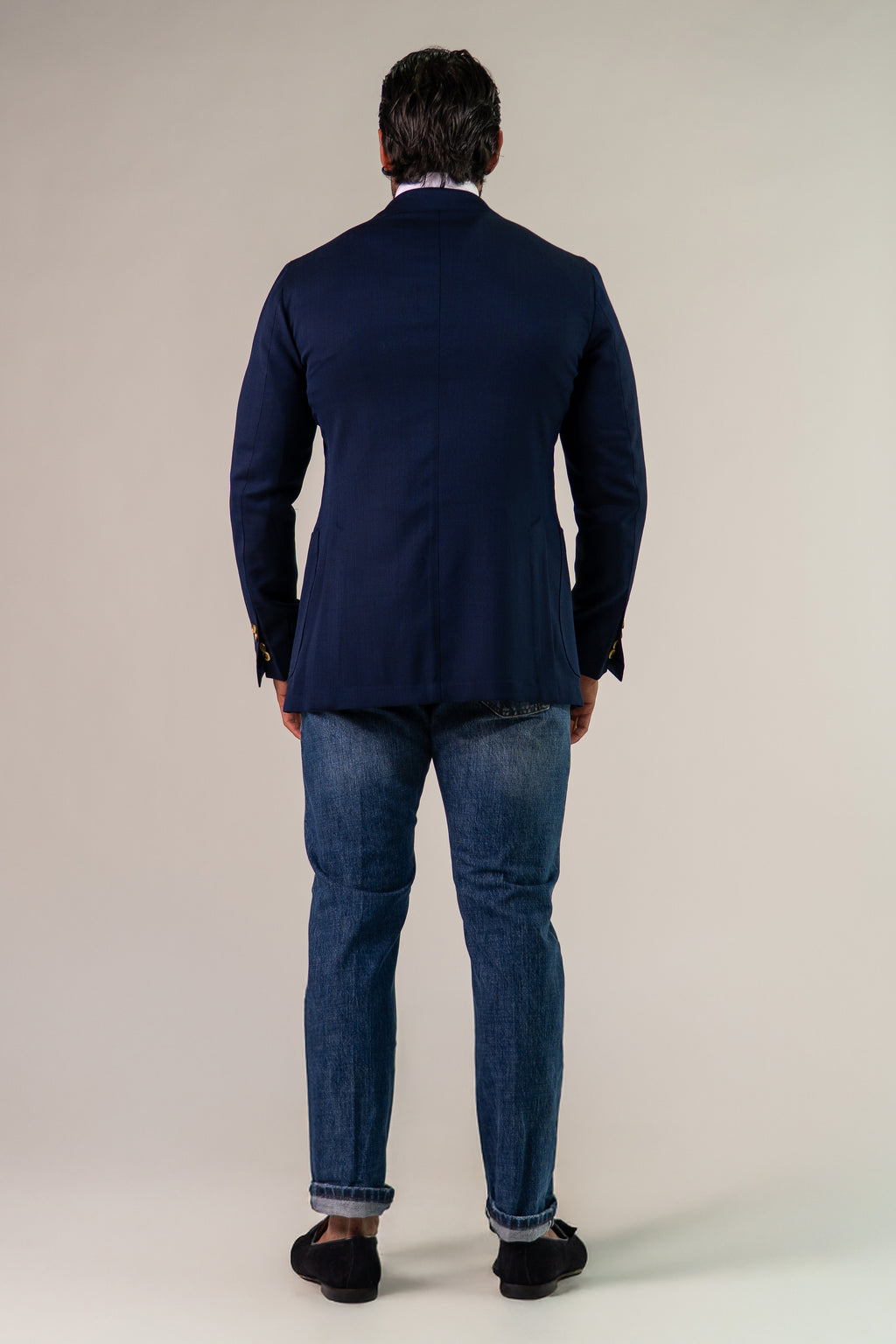 Giacca monopetto blu medio Fleg