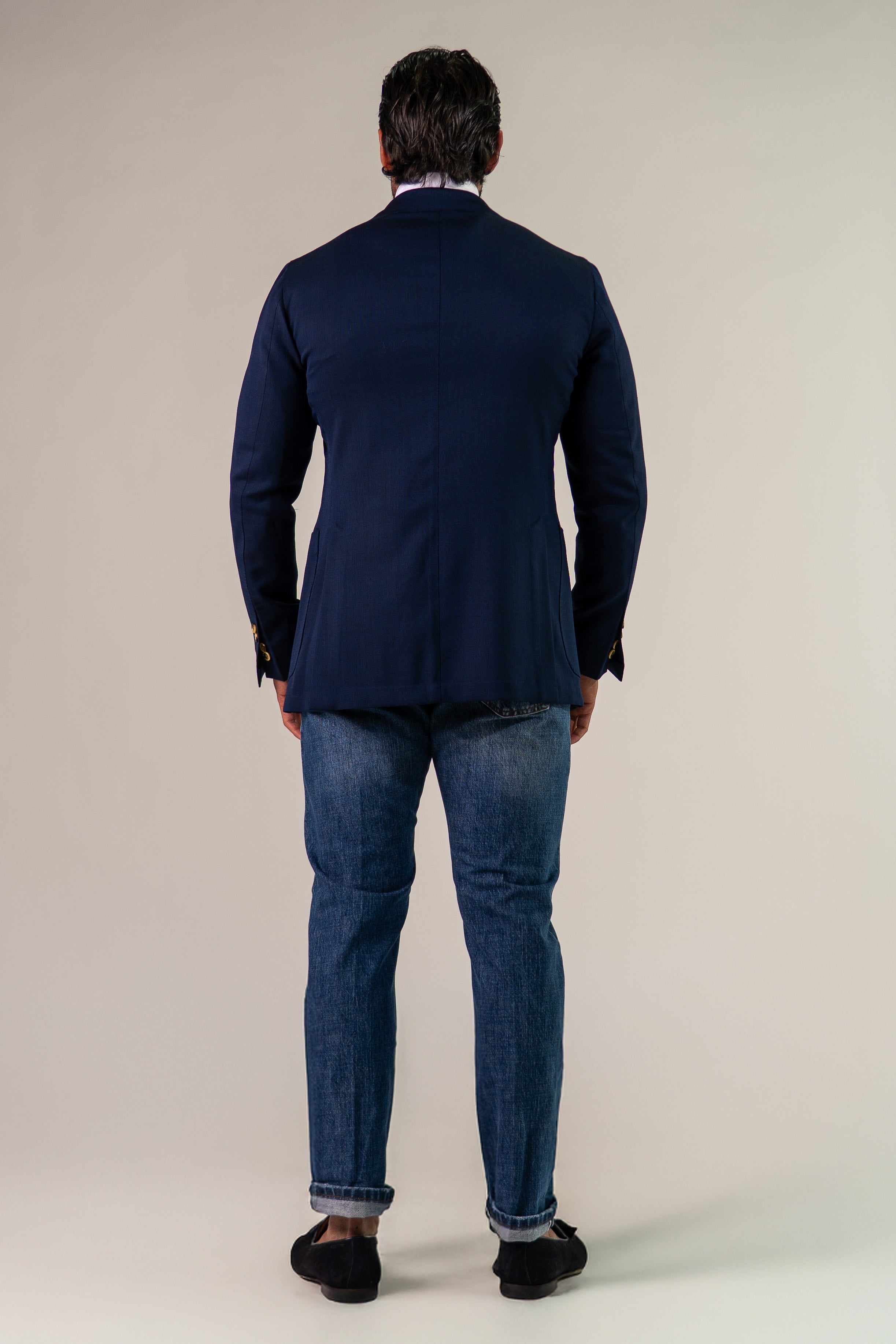 Giacca monopetto blu medio Fleg