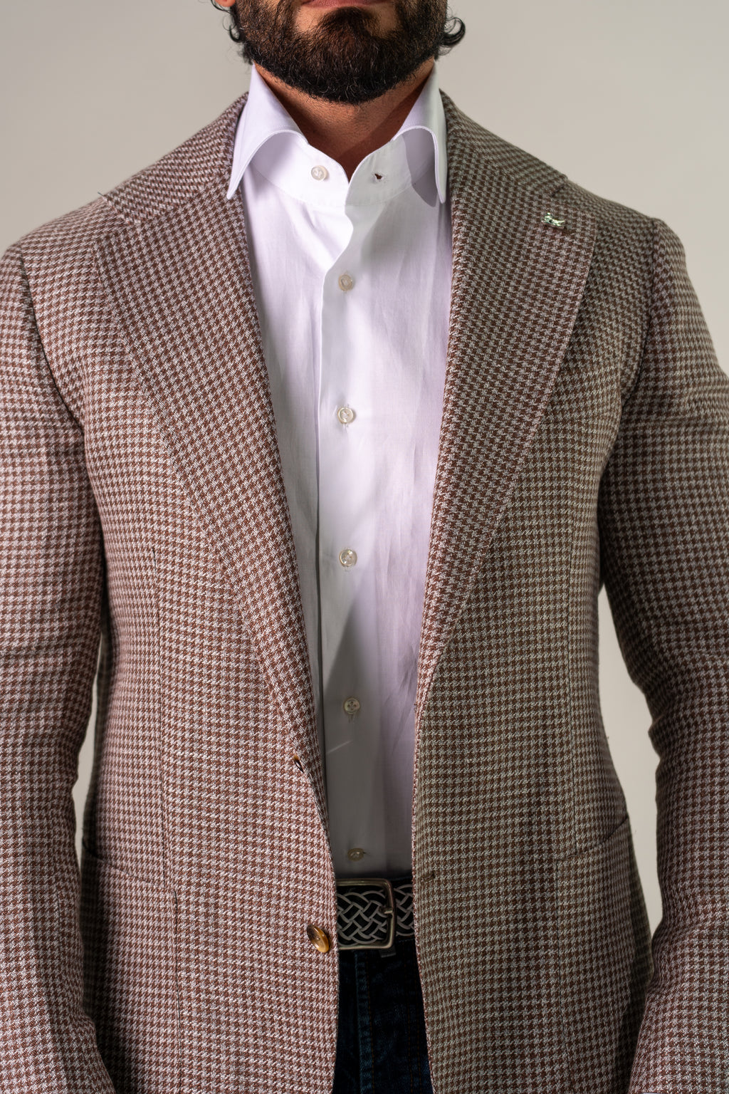 Giacca monopetto beige scuro Fan