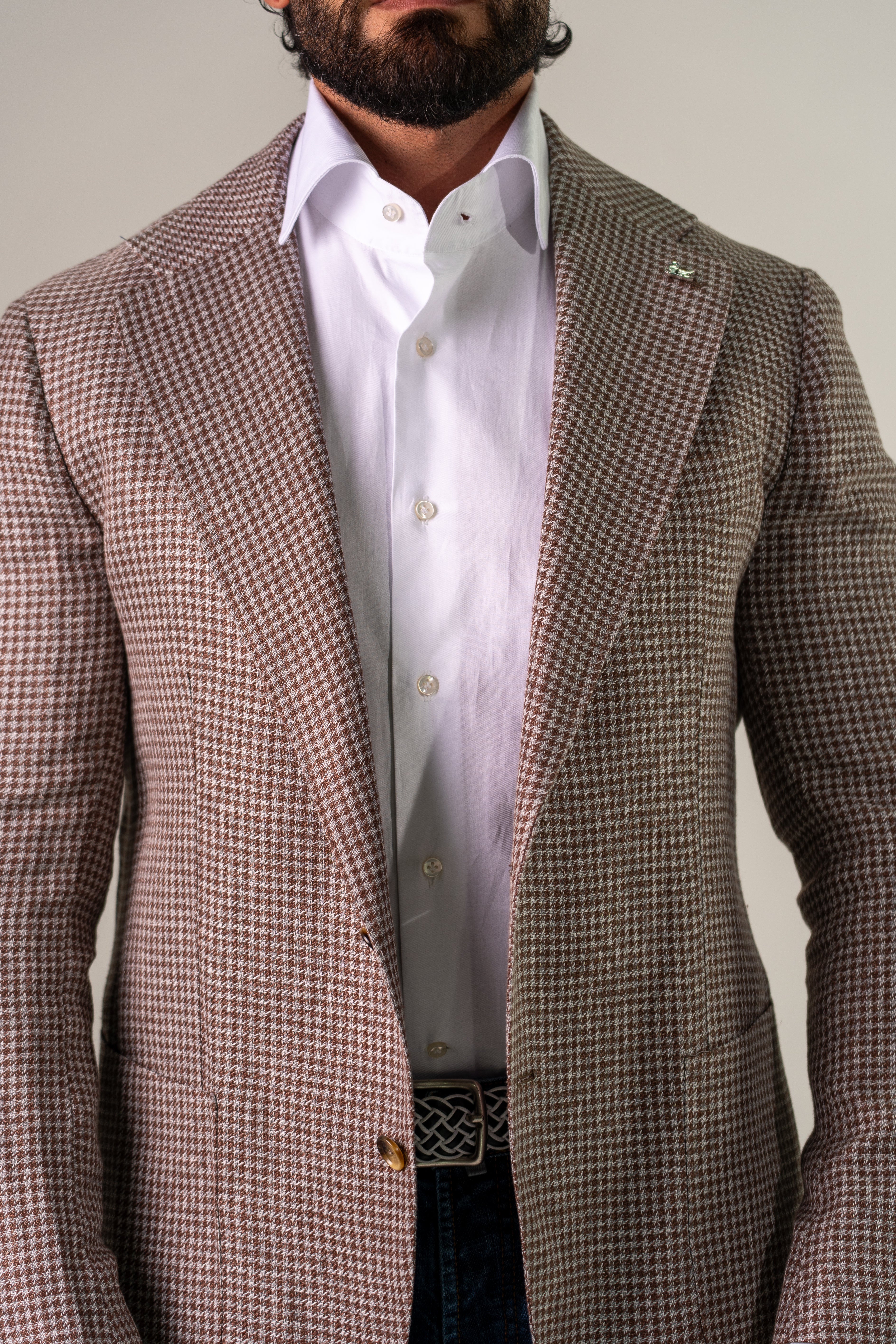 Giacca monopetto beige scuro Fan