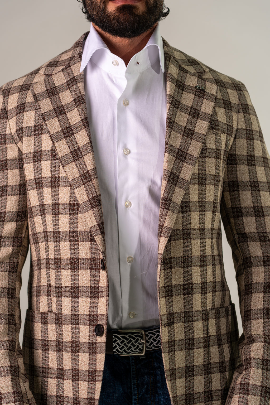 Giacca monopetto beige moro Guernica