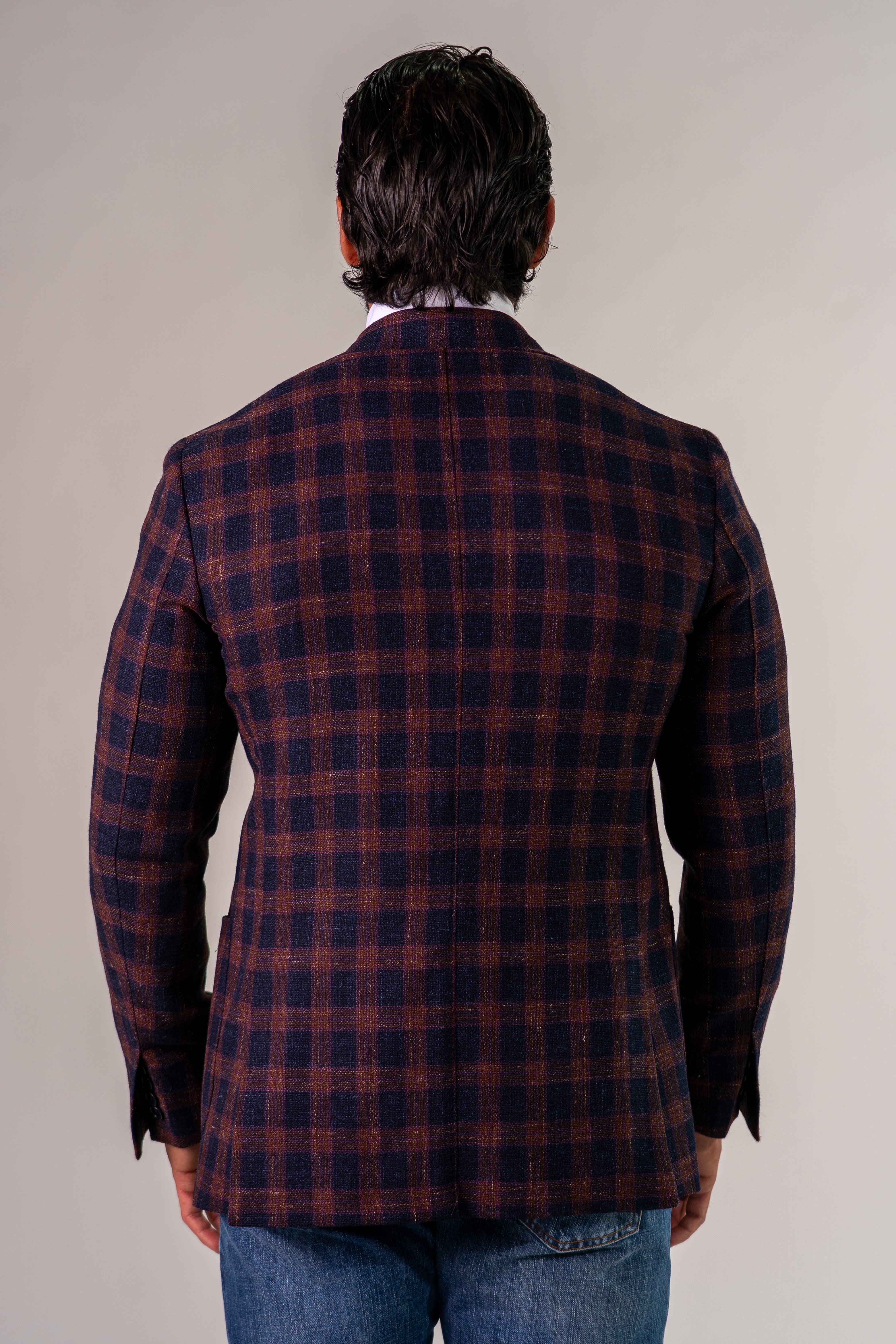 Giacca monopetto bordeaux blu Guernica