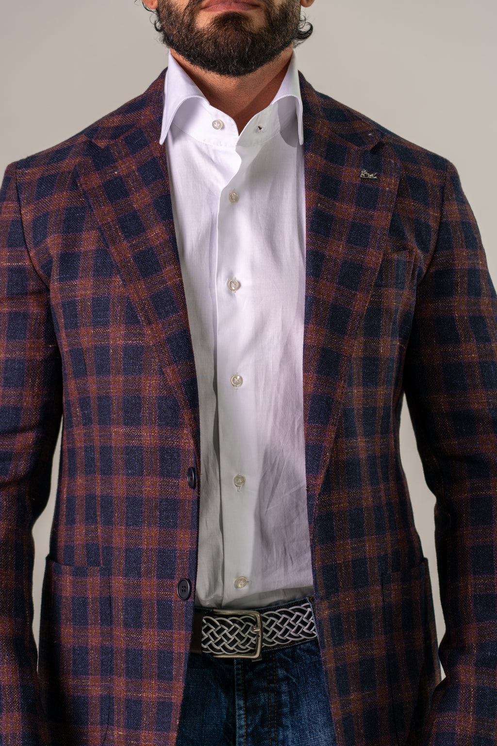Giacca monopetto bordeaux blu Guernica
