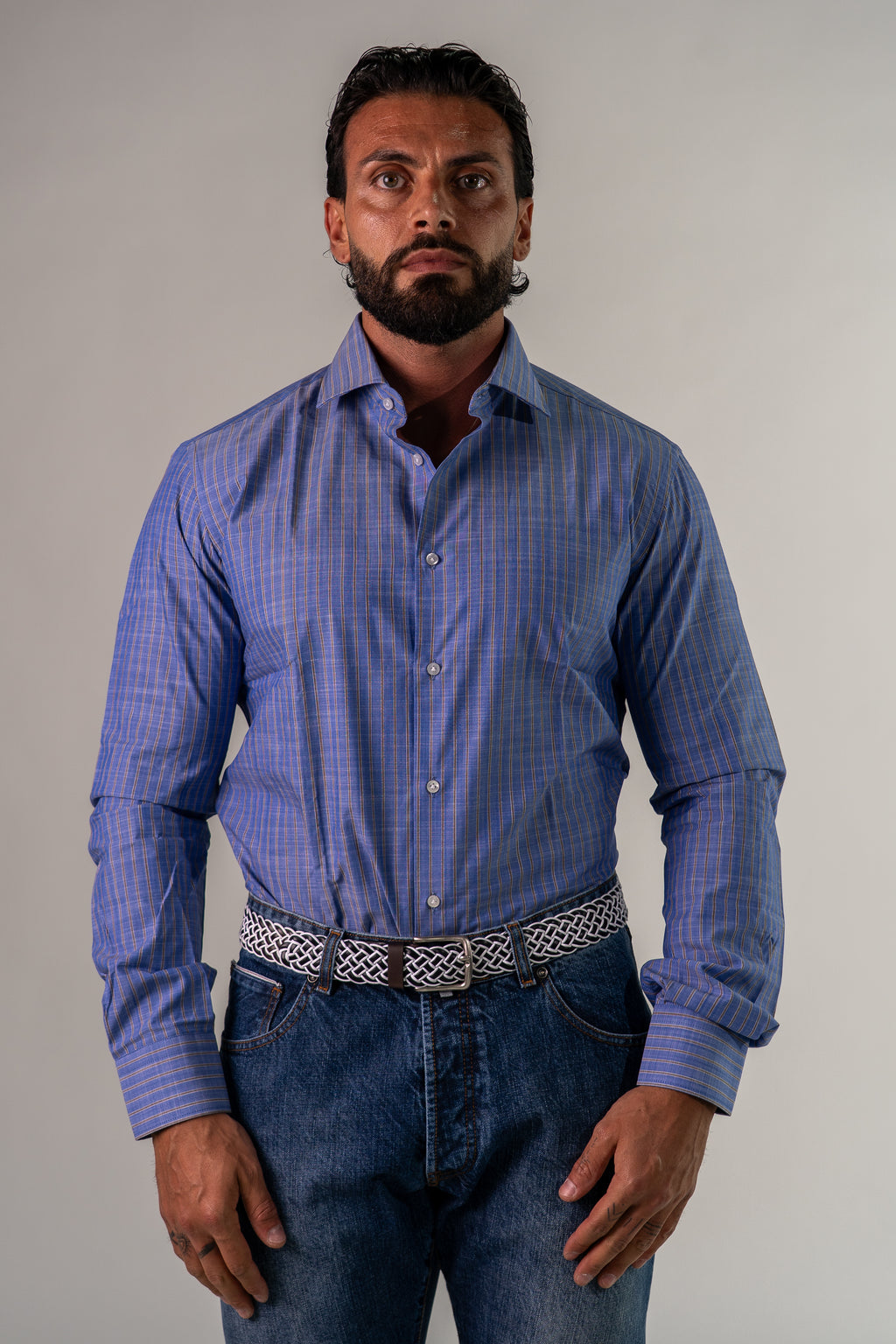 Camicia blu fango Diamanti