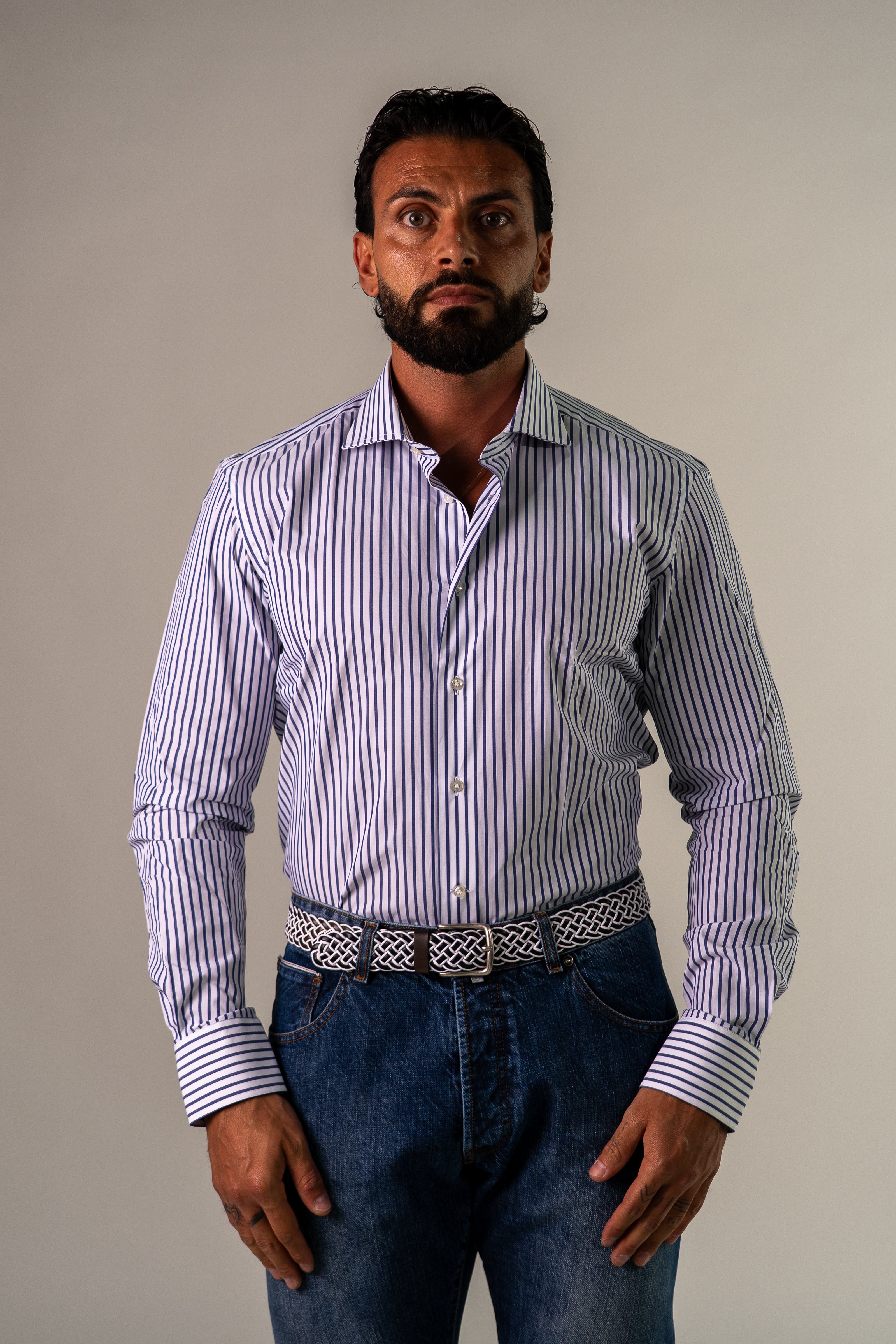 Camicia bianco blu Rexo