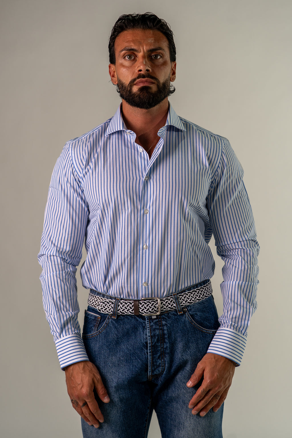 Camicia bianco azzurro Rexo