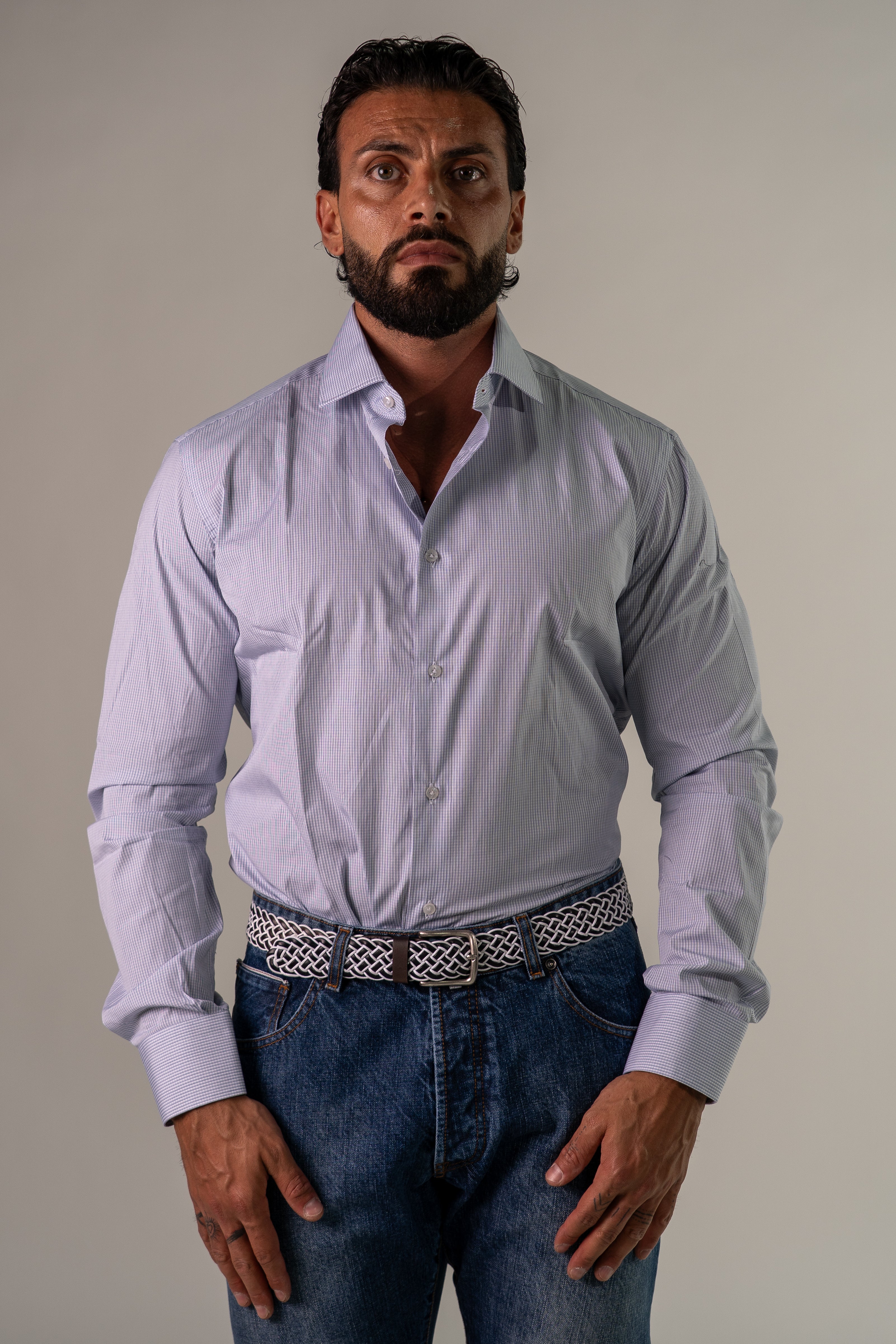 Camicia bianco blu Quad