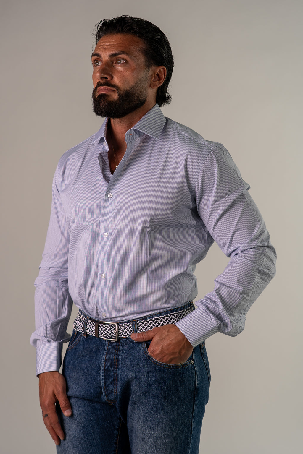 Camicia bianco blu Quad