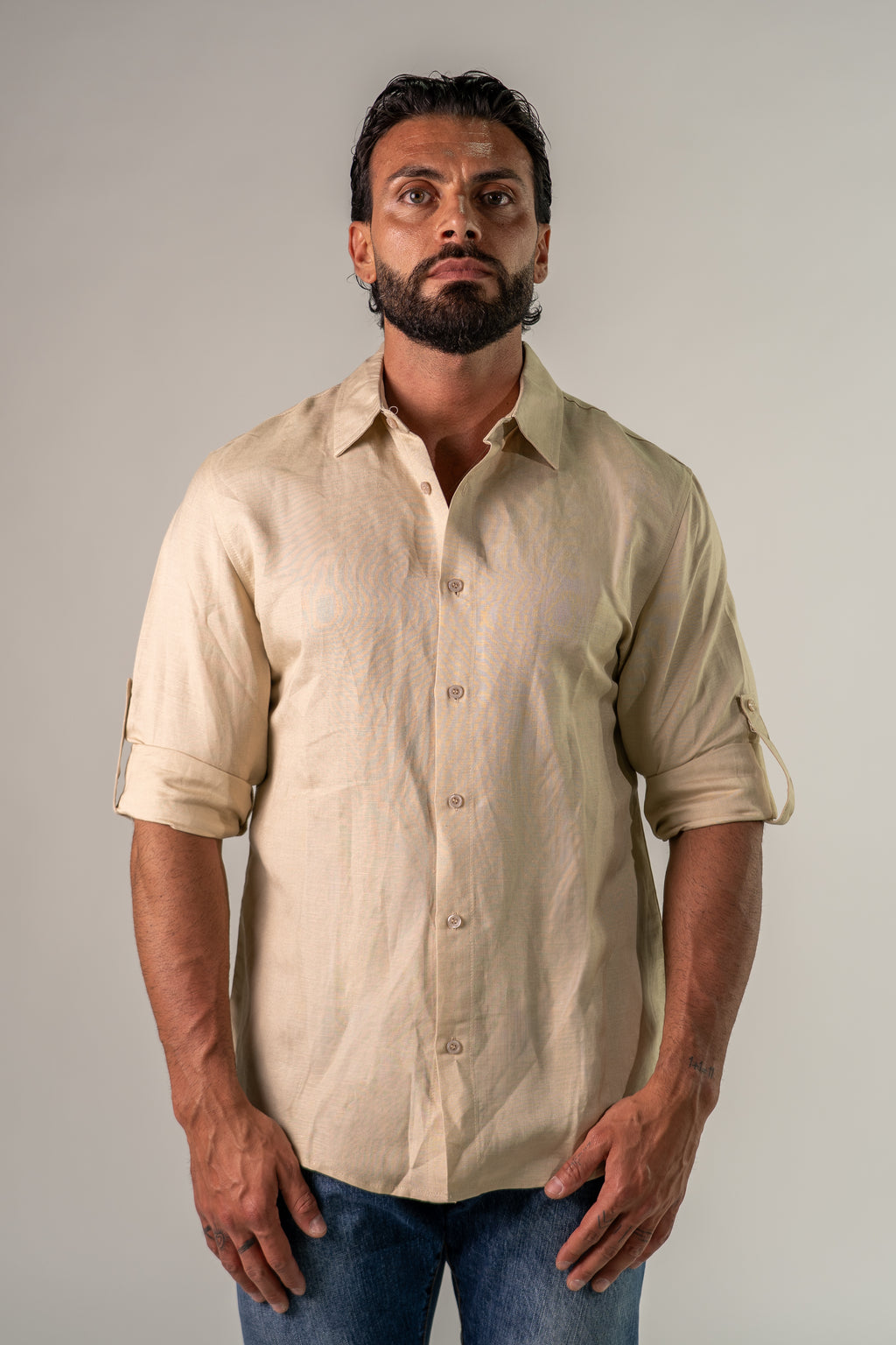 Camicia beige Lin