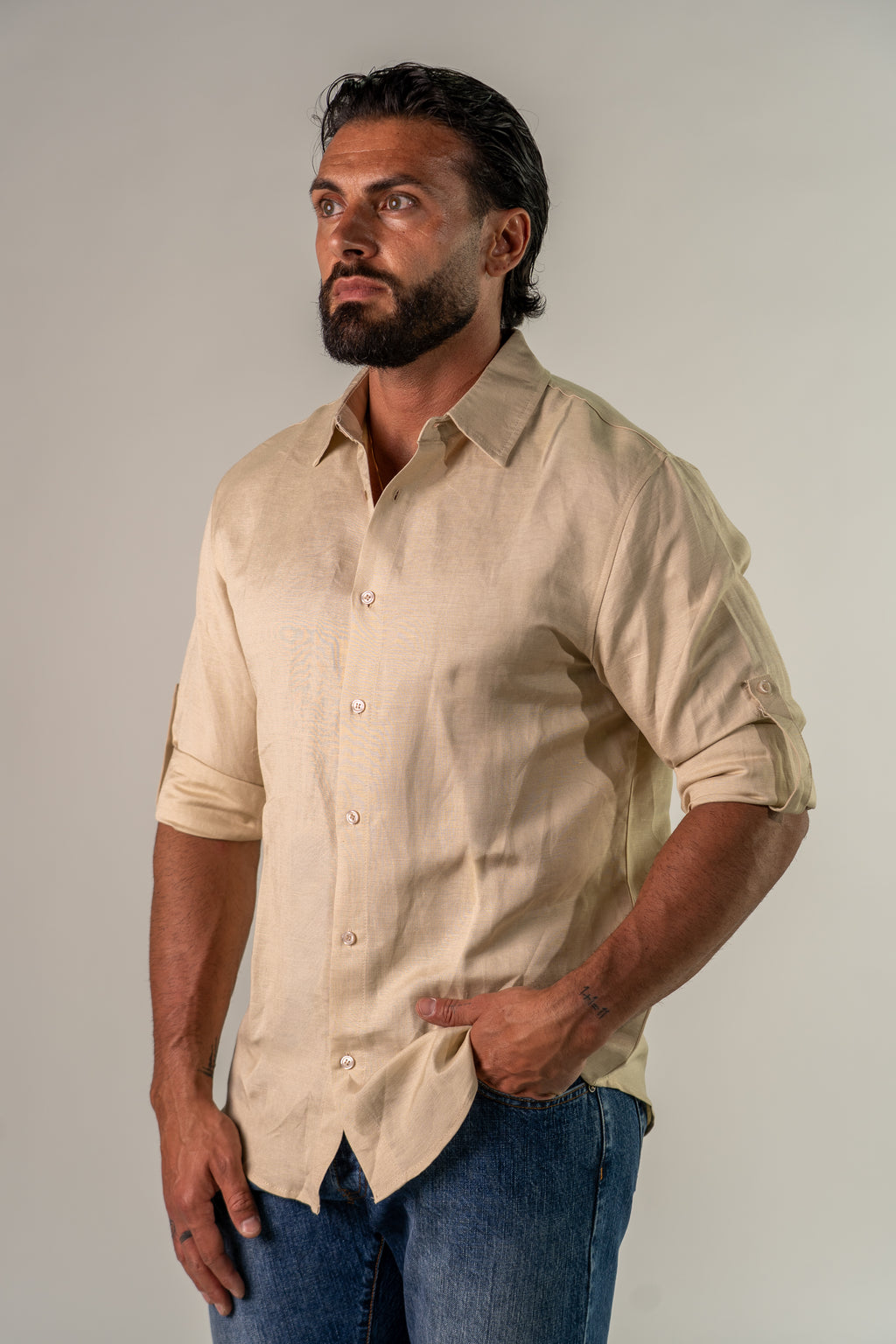 Camicia beige Lin