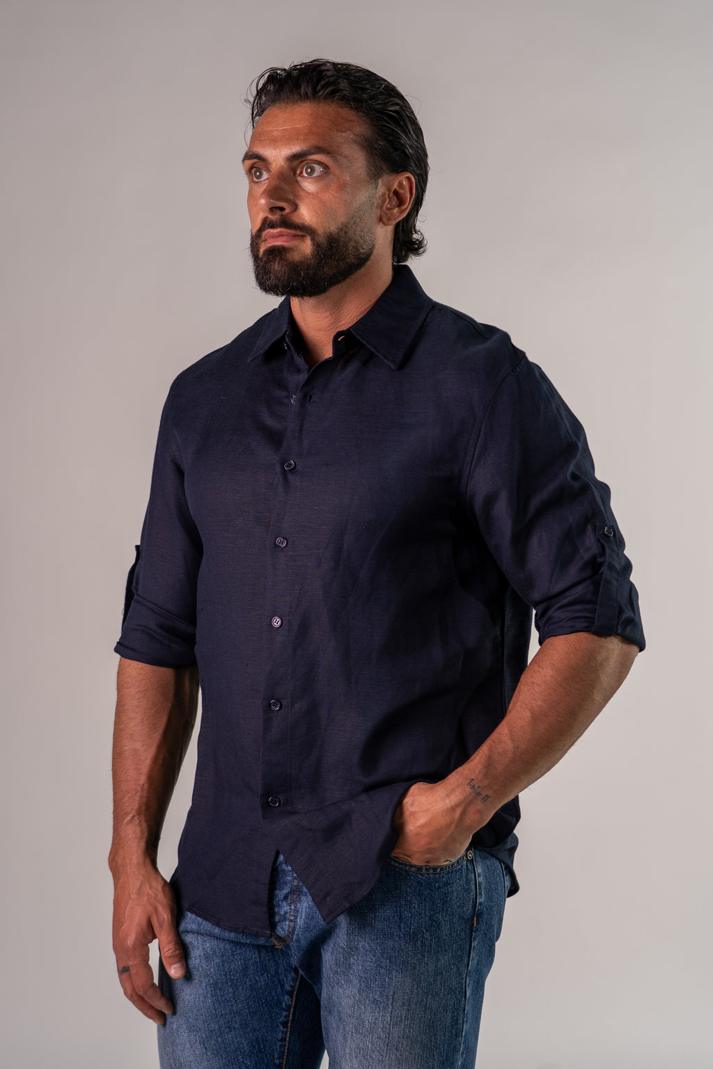 Camicia blu Lin